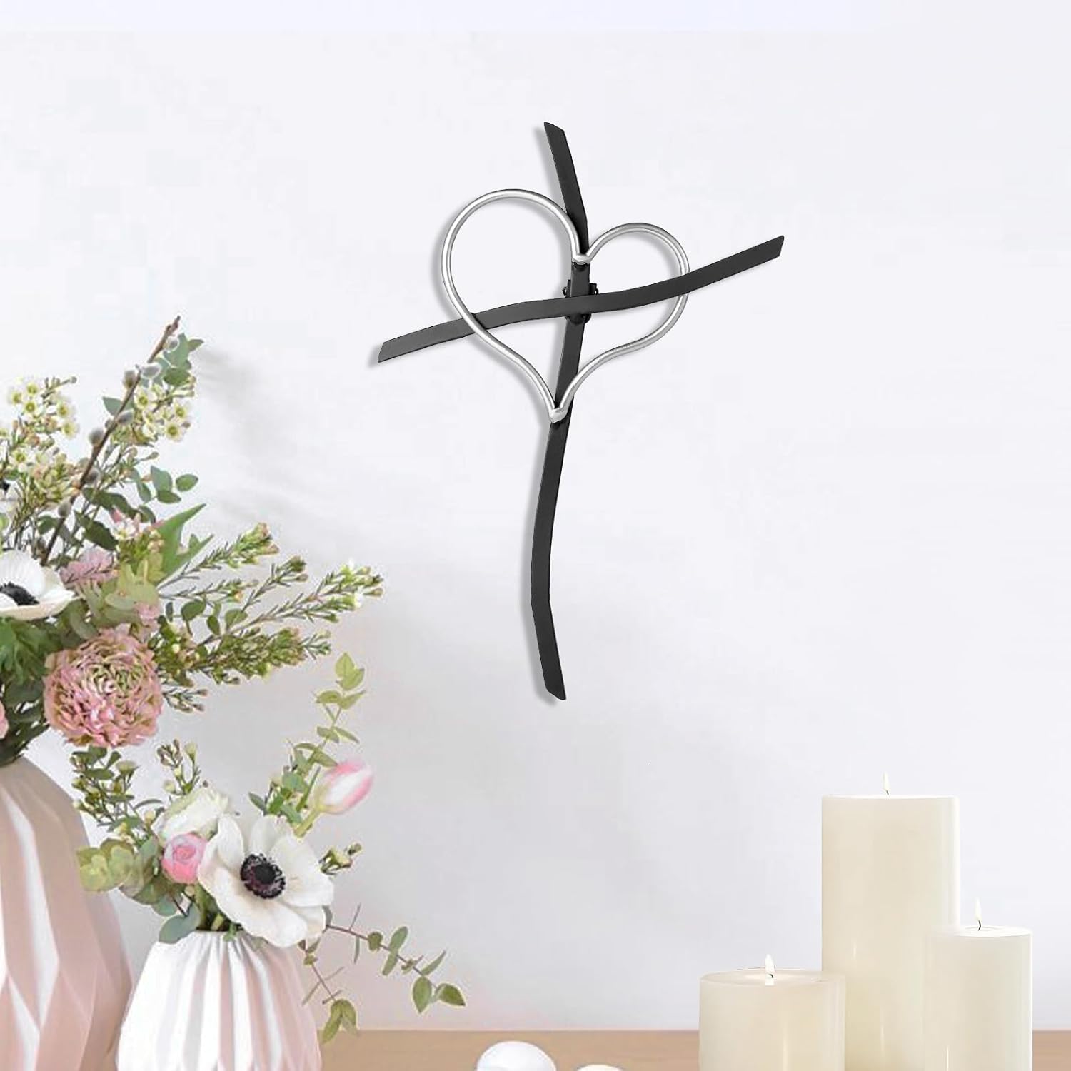 Imerance Wall Cross 12 Inch Love Metal Silver