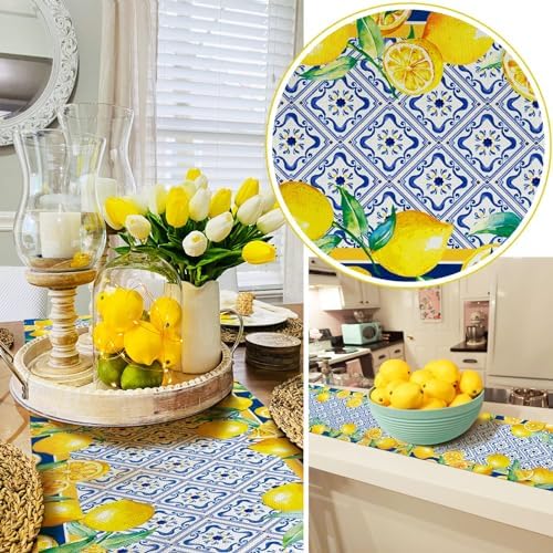 Yellow Lemon Placemat Waterproof Rectangular