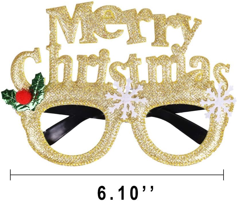 Max Fun 12Pcs Christmas Glitter Party Glasses Frames