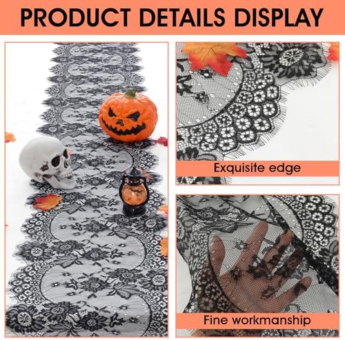 12 Pcs Black Lace Table Runners Rustic Wedding Decor