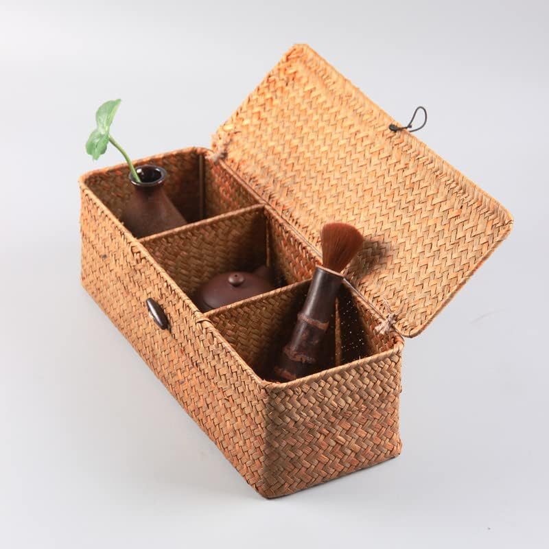 Seagrass StorageBasket with Lid and 3 Compartments