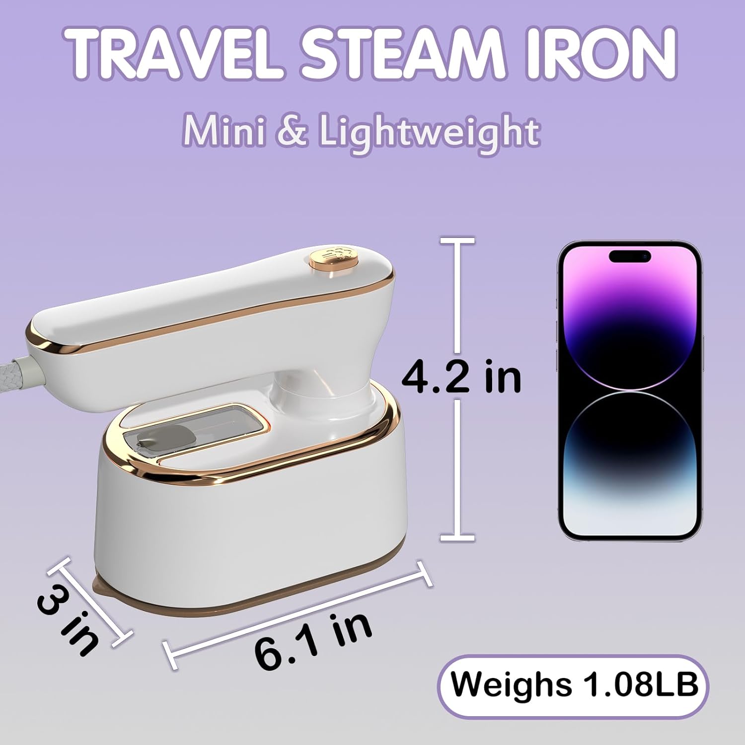 Travel Steamer Iron 2 in 1 - Portable Mini Iron for Clothes