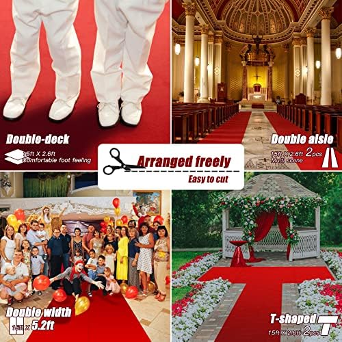 EZLucky Red Carpet Runner 26X30 ft Hollywood Red