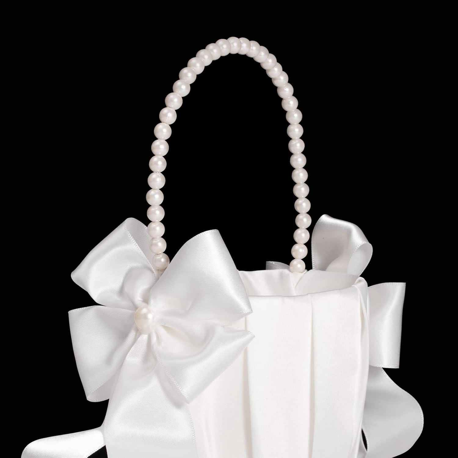 Ivory Flower Girl Baskets With Pearl Handle Set of 2