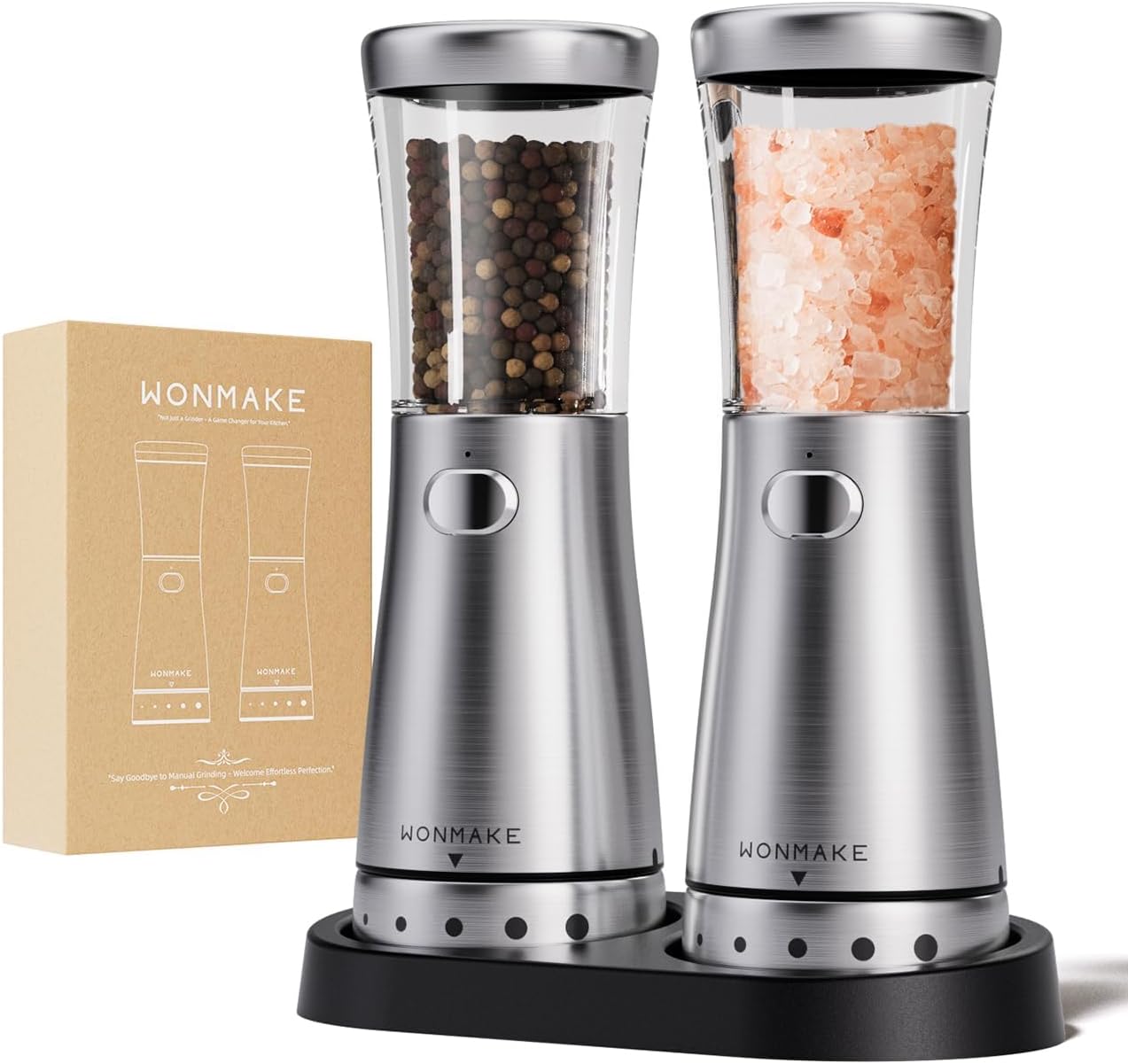 Electric Salt and Pepper Grinder Set with Rechargeable Battery