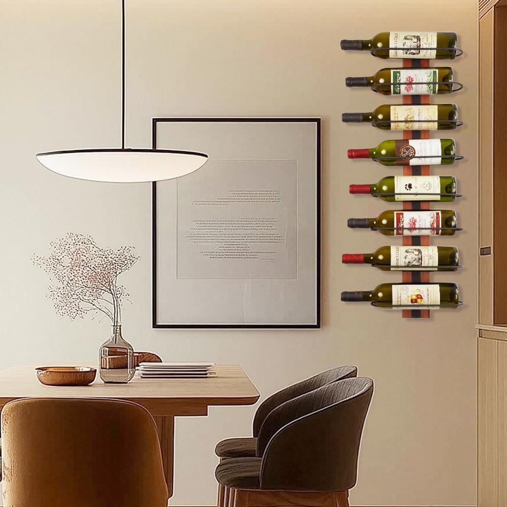 FLstudio Wall Mounted Wine Rack 8 Bottles Organizer