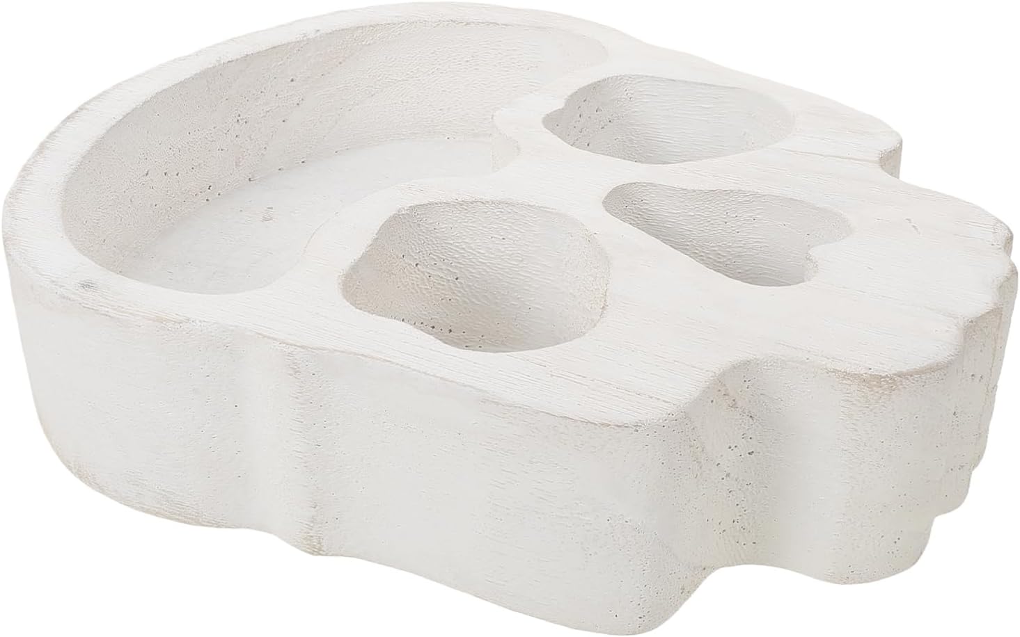 Ciieeo Skull Wood Bowl Candle Holder Halloween Snack Serving Tray Reusable Skeleton Centerpiece