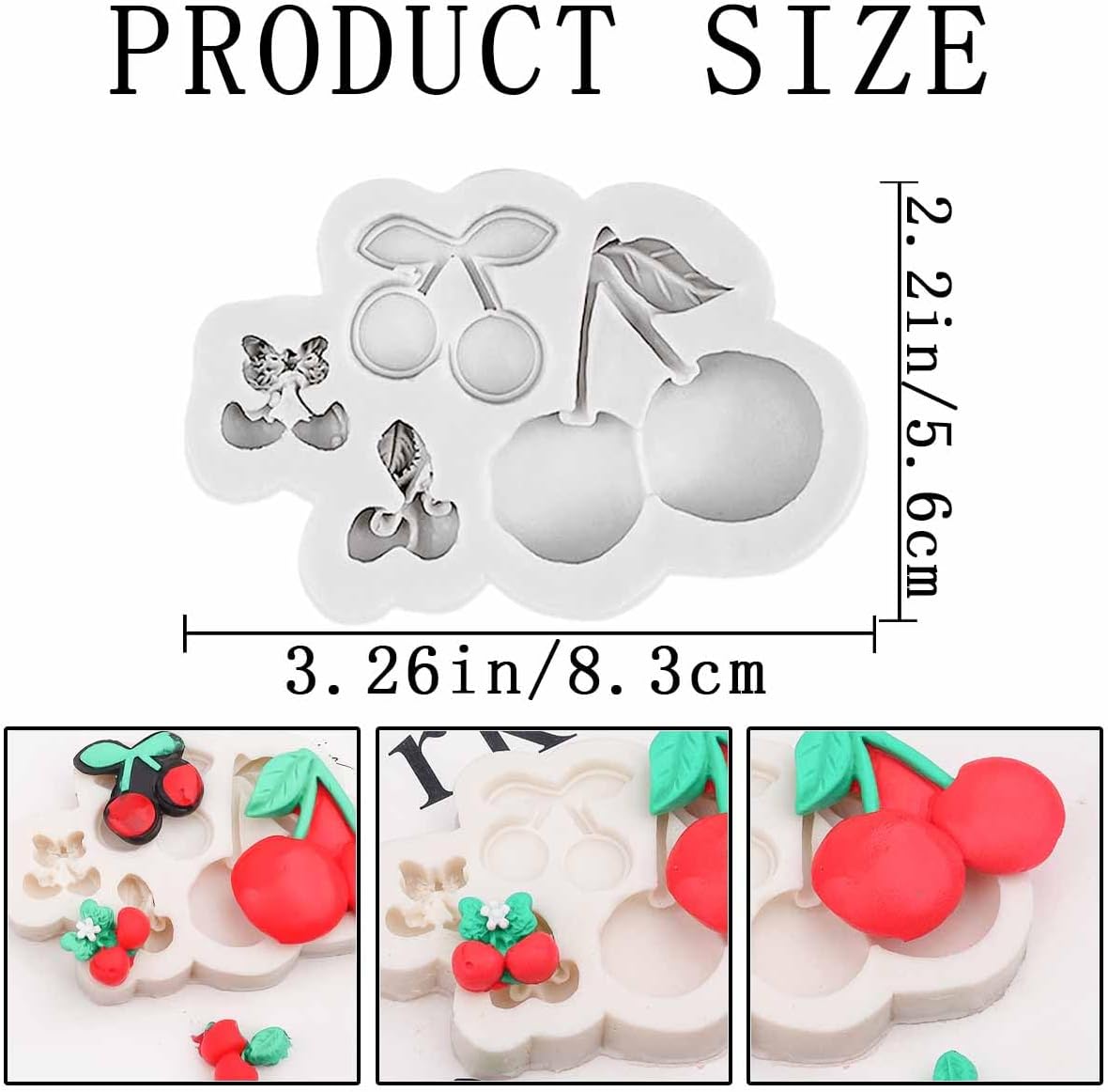 4PCS White Silicone Cherry Mold Set for Fondant Decorations