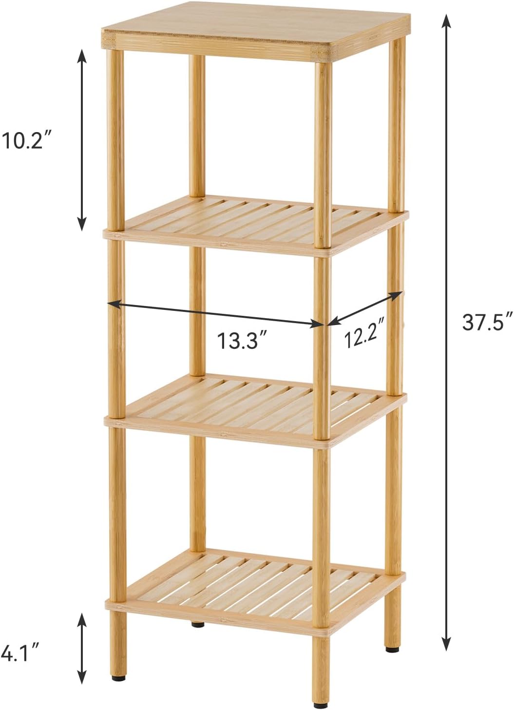AmazerBath Bamboo 4-Tier Shelf Space Saver for Bathroom Kitchen Living Room