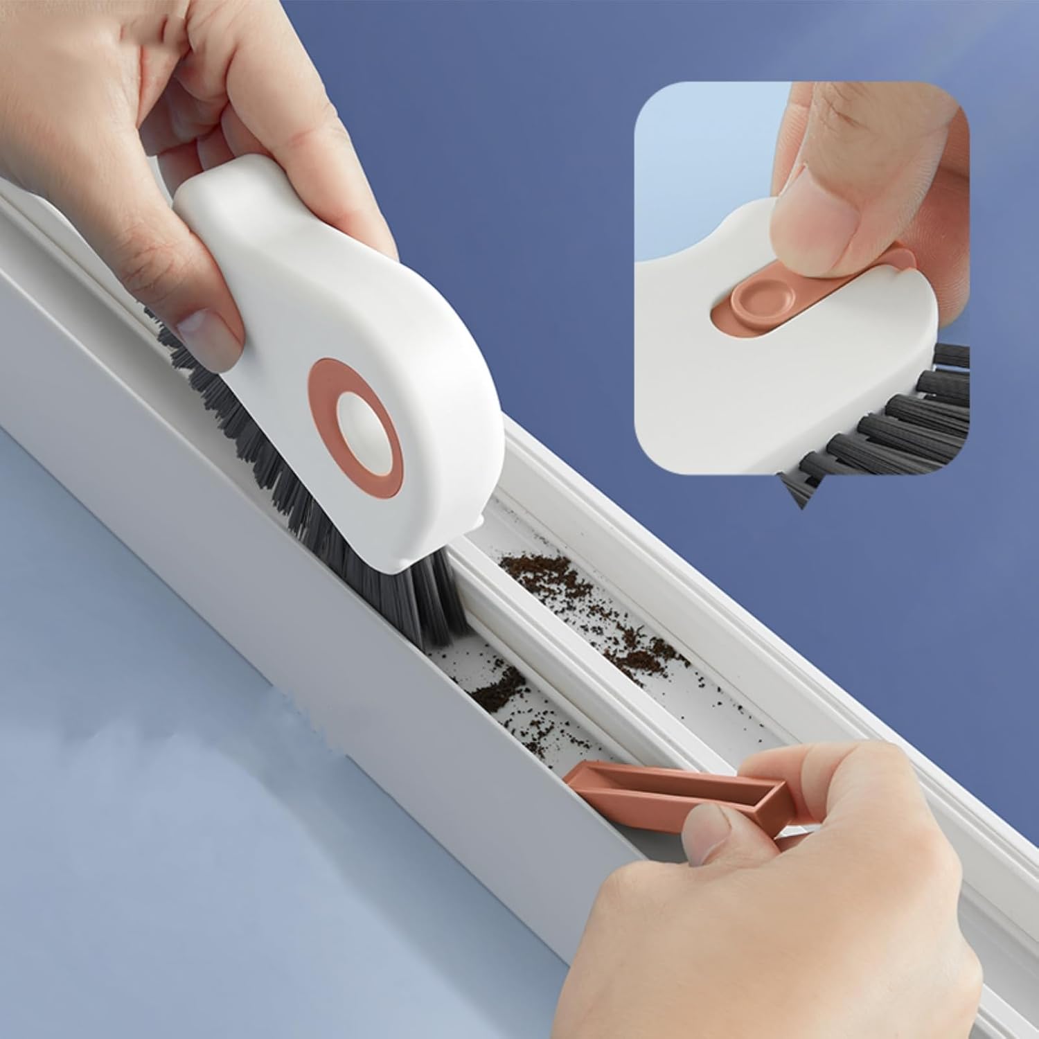 MauSong 2 in 1 Window Track Cleaning Tool with Scraper and Brush