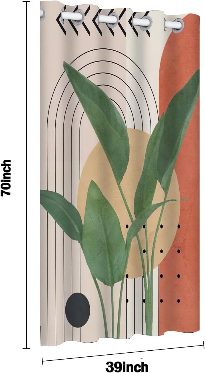 Mightree Doorway Curtain Thermal Insulated 39 x 70 Green Leaves Panel