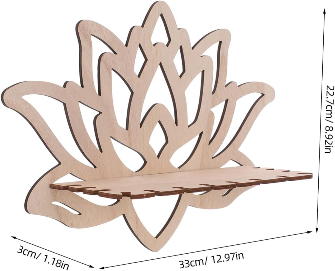 Luxshiny Hollow Pattern Lotus Candle Holder Wall Decor Floating Shelf