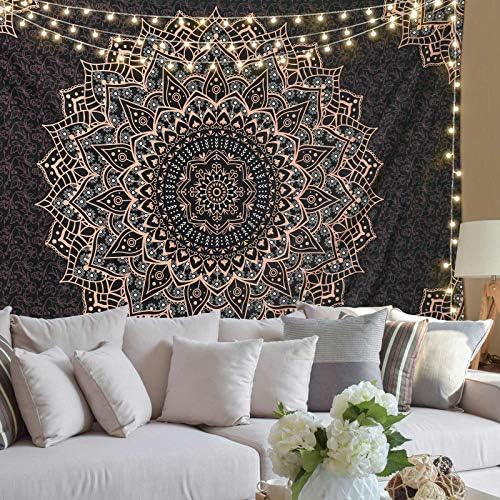 Edeesky Black Mandala Tapestry Wall Decor Boho Art
