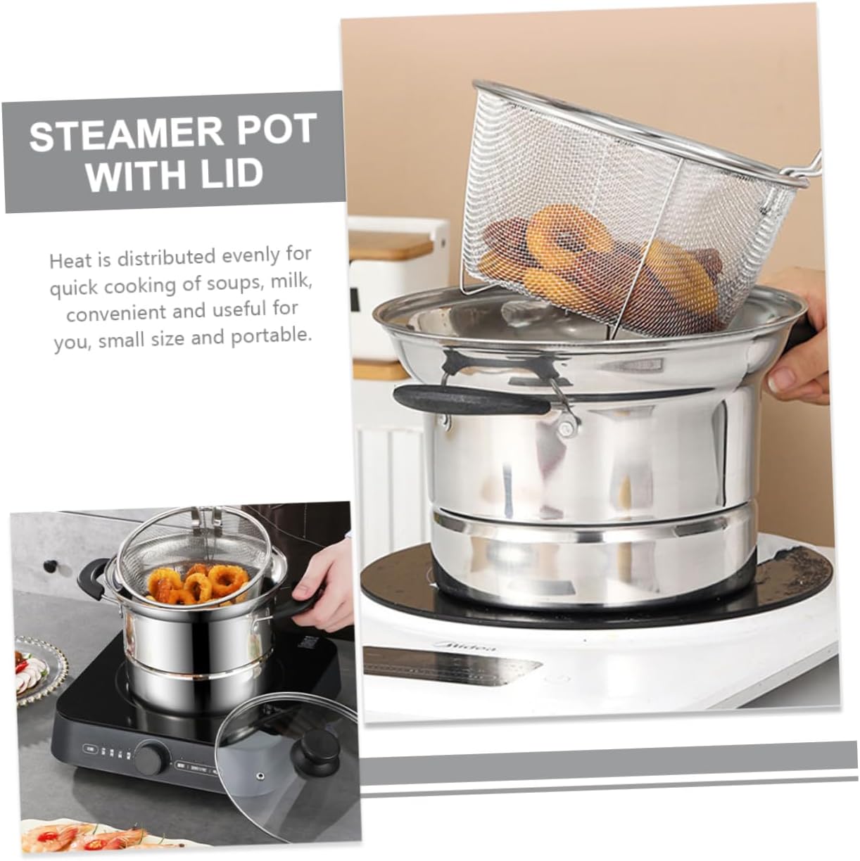 Stainless Steel Deep Fryer Pot with Handle and Lid