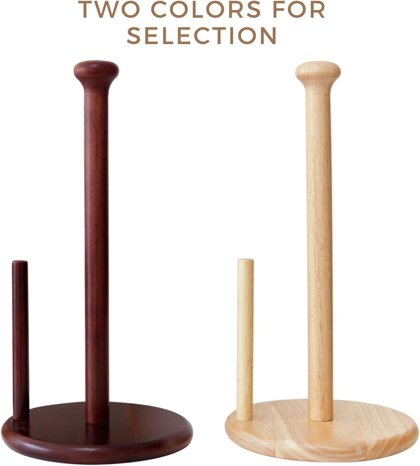 E-ROOM TREND Paper Towel Holder Large Base 7 Inch Wooden Natural