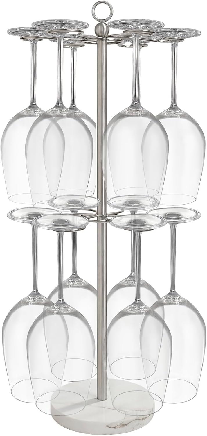 GZILA Countertop Wine Glass Holder with 12 Slots and Marble Base