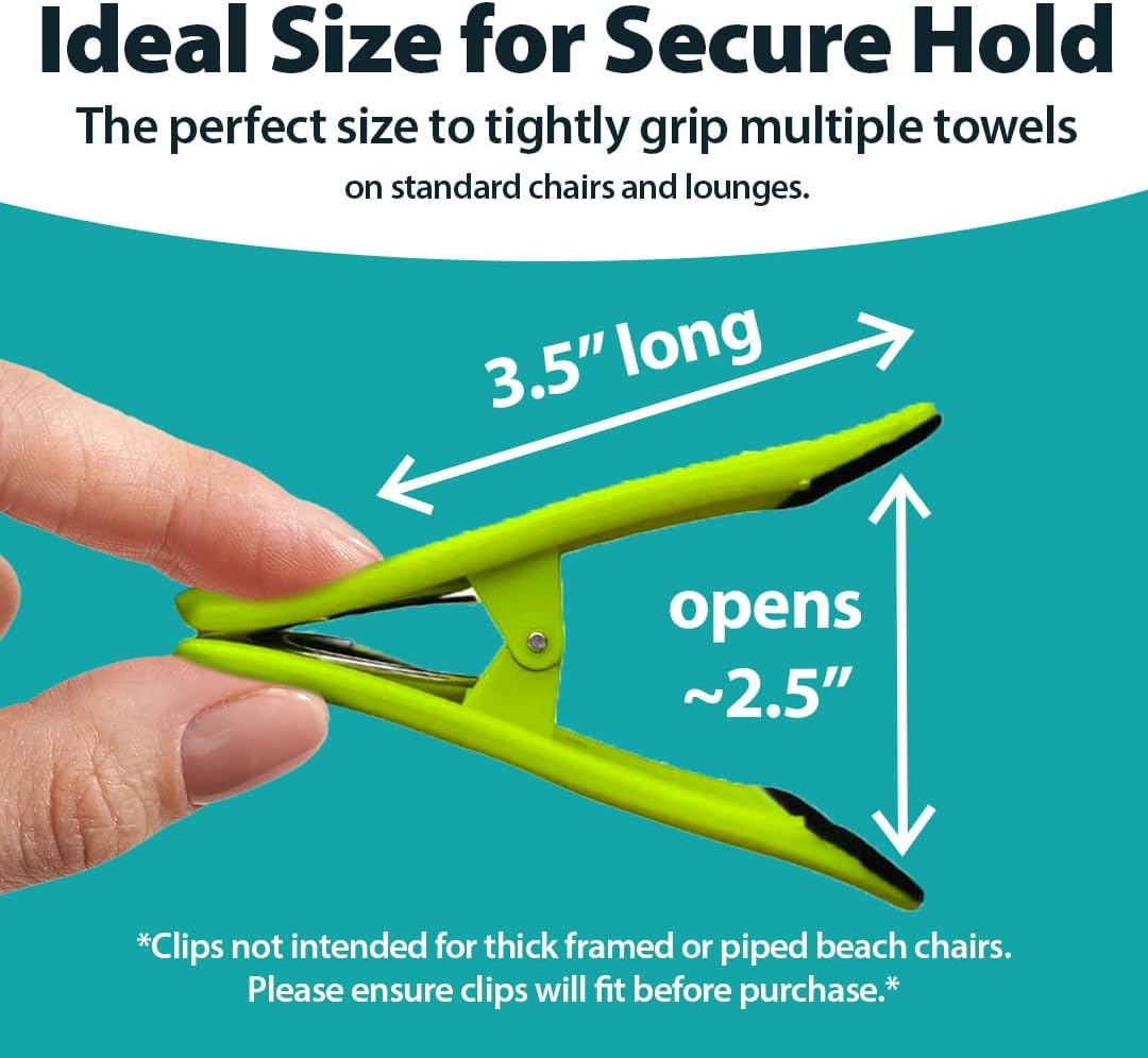 CoreClips Towel Clips for Beach Chairs - Heavy Duty with 25 Clamp