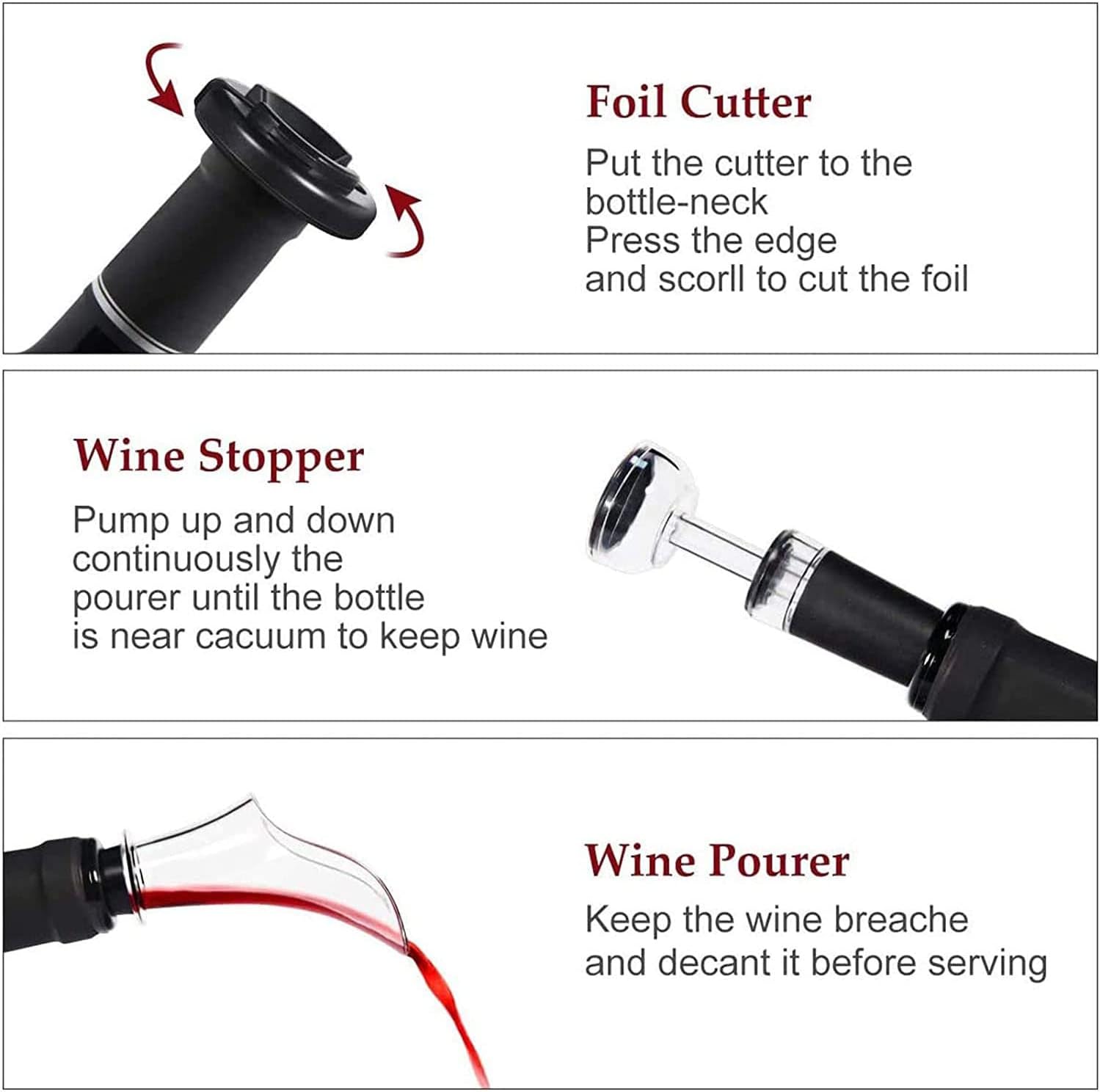 4 in 1 USB Rechargeable Electric Wine Opener Set