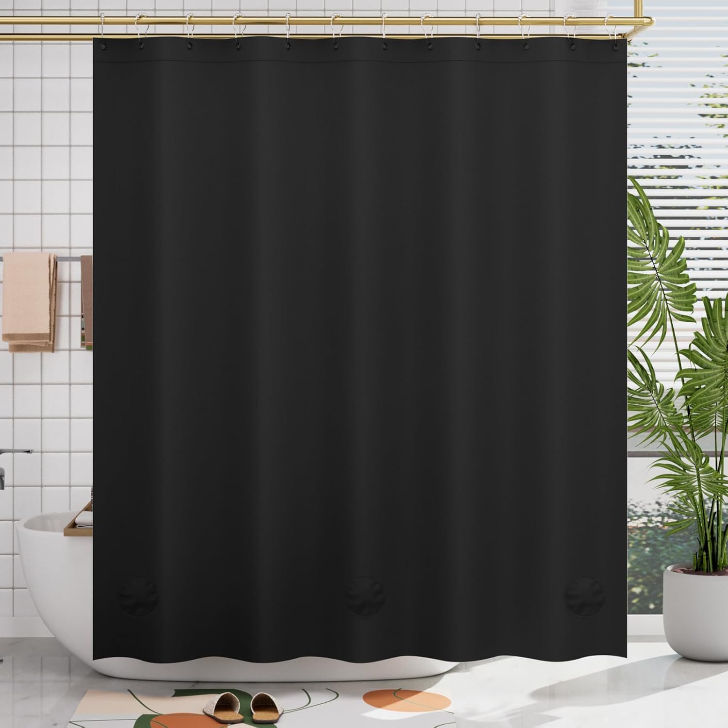 AmazerBath Heavy Duty Black Shower Curtain Liner 72x72 Inches