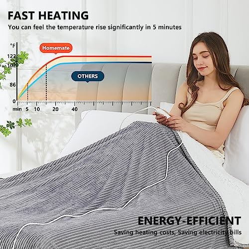 Homemate Heated Blanket Electric Throw 50x60 Inches