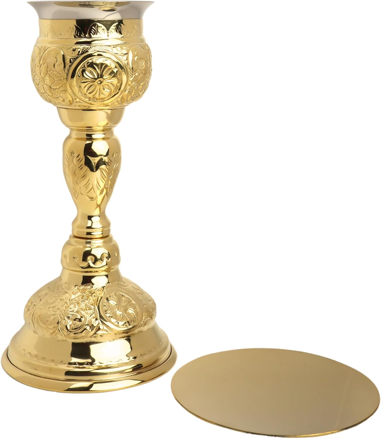 Needzo High Polished Brass Chalice and Paten Set