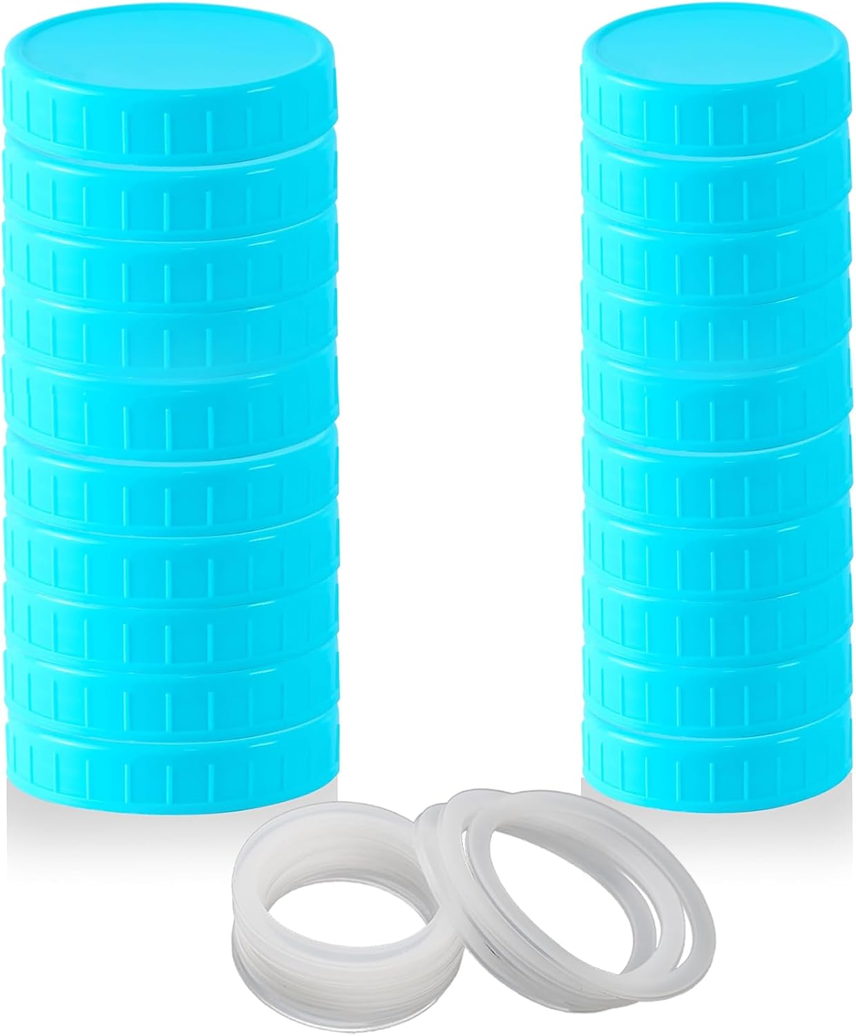 Tixill 20 Pcs Plastic Mason Jar Lids with Silicone Seals