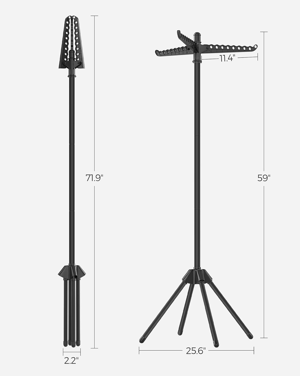 SONGMICS 59 Inch Folding Laundry Drying Rack with 3 Rotatable Arms