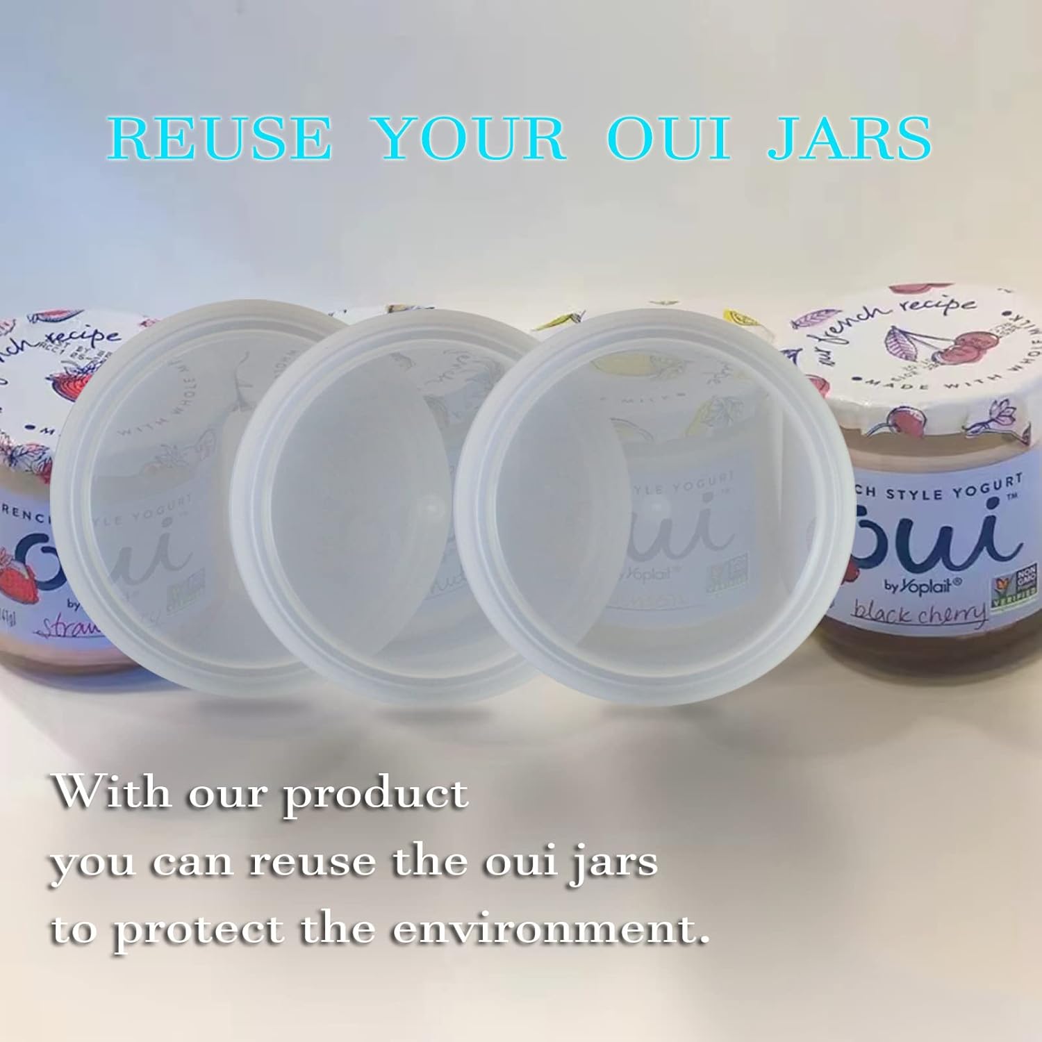 Clear Plastic Yogurt Jar Lids - 28 Pack for Oui Jars