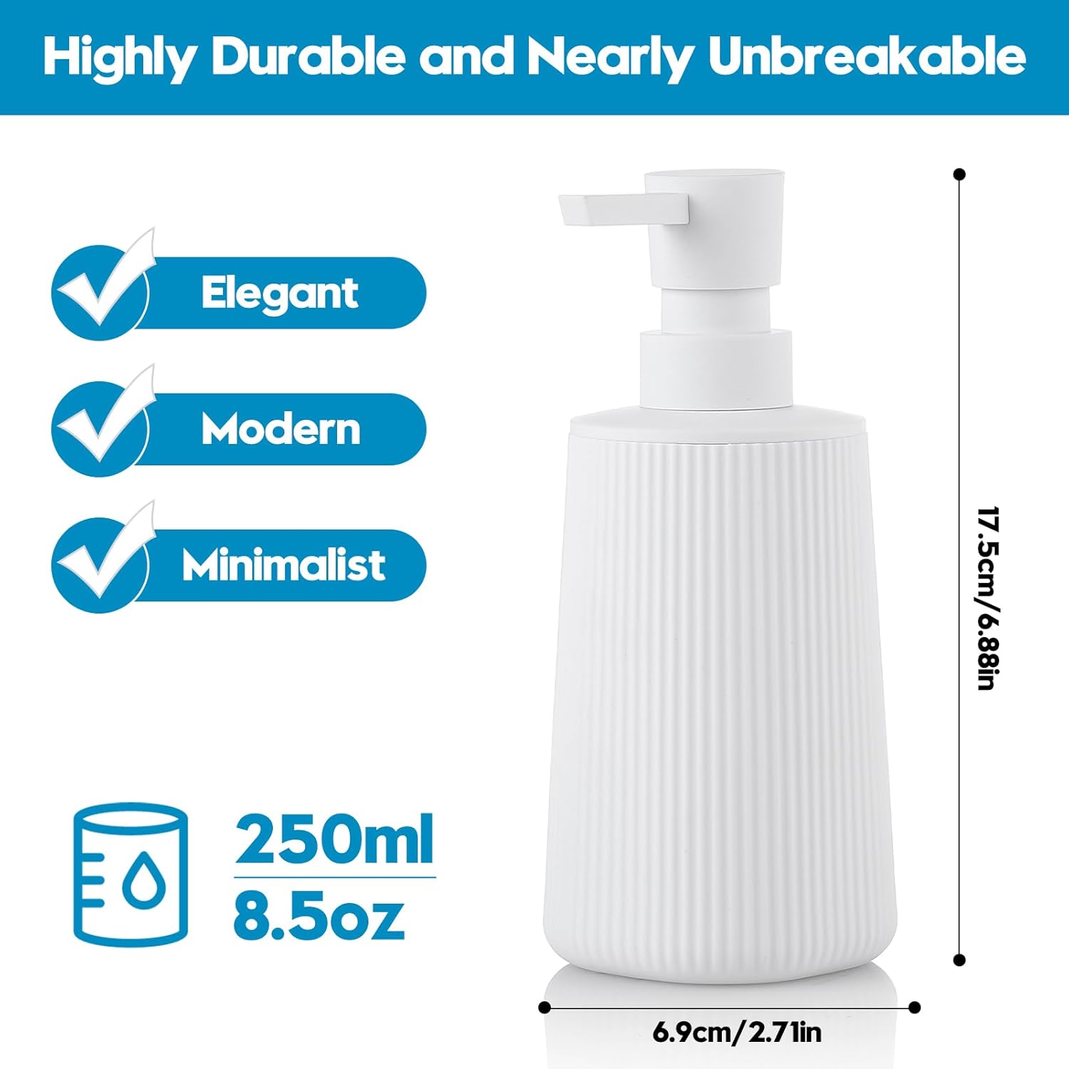 Modern Farmhouse Striped Soap Dispenser with Pump