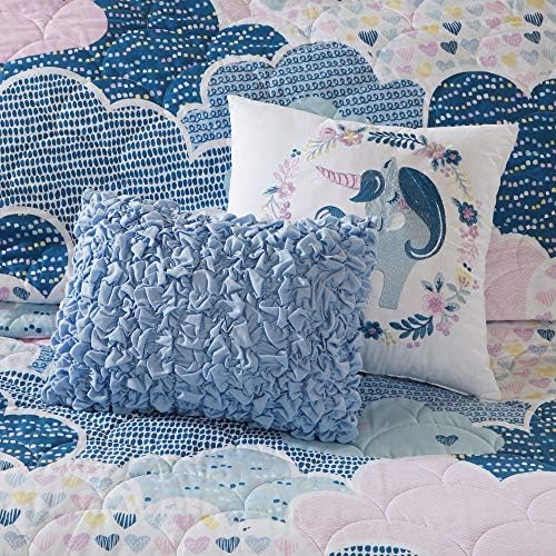 Reversible Cotton Quilt Set for Kids - 5 Piece Cloud Blue
