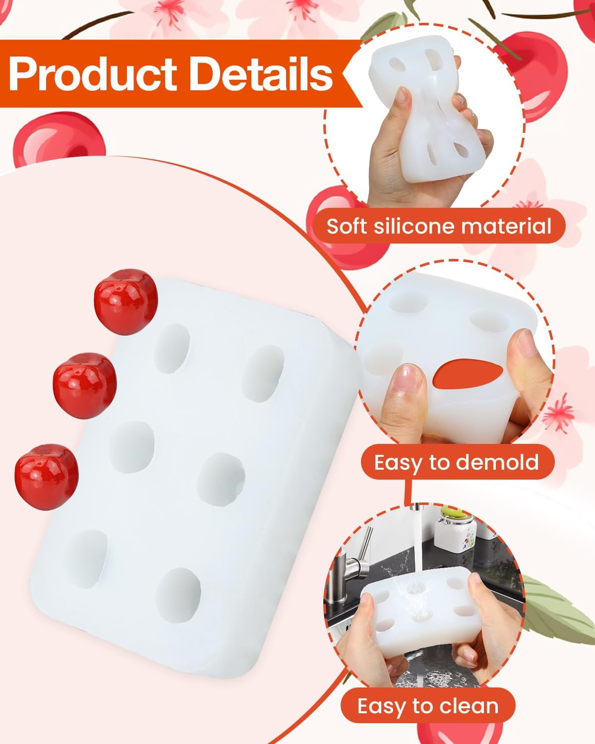 6 Cavity Cherry Silicone Mold for Candy Making