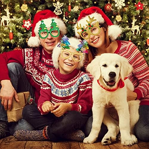 Max Fun 12Pcs Christmas Glitter Party Glasses Frames