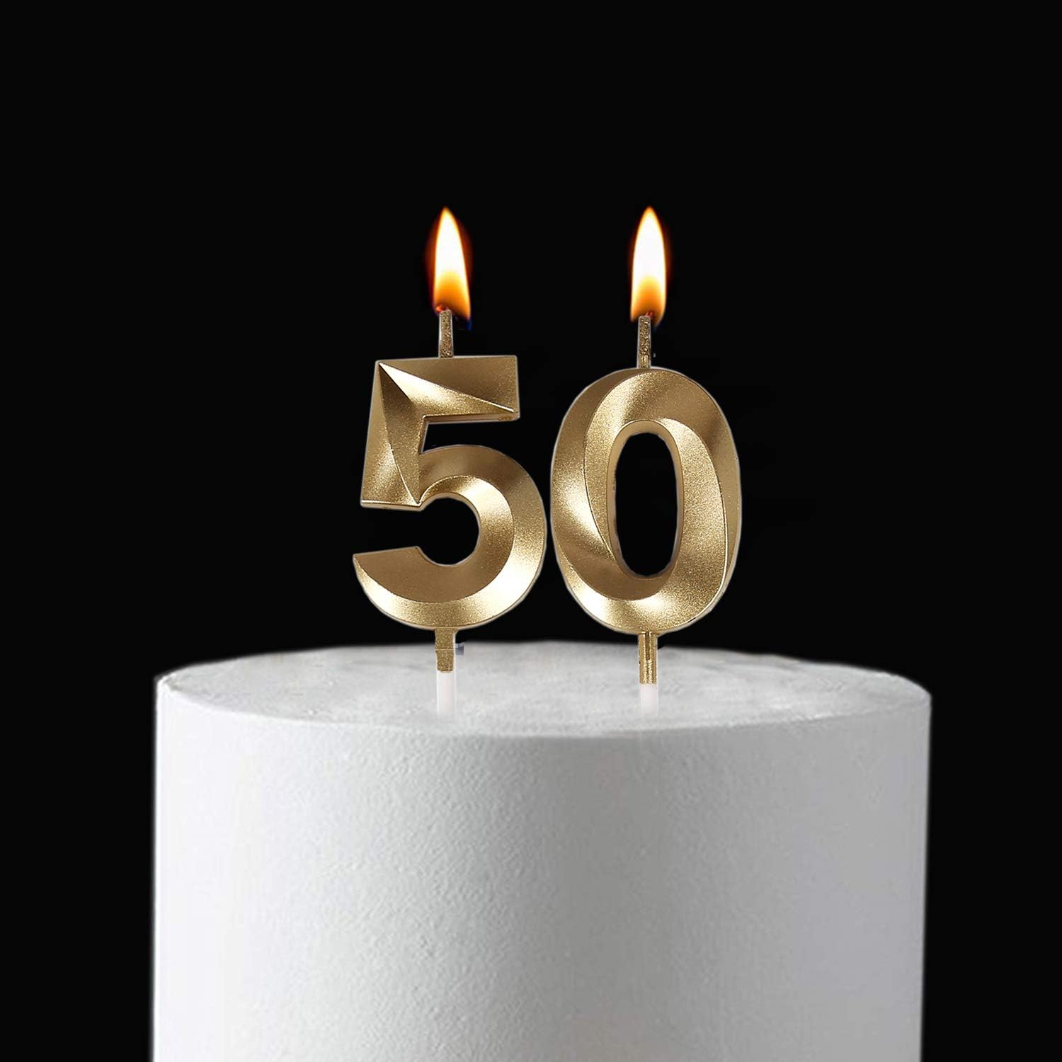 50th Birthday Gold Candles Cake Topper Decorations