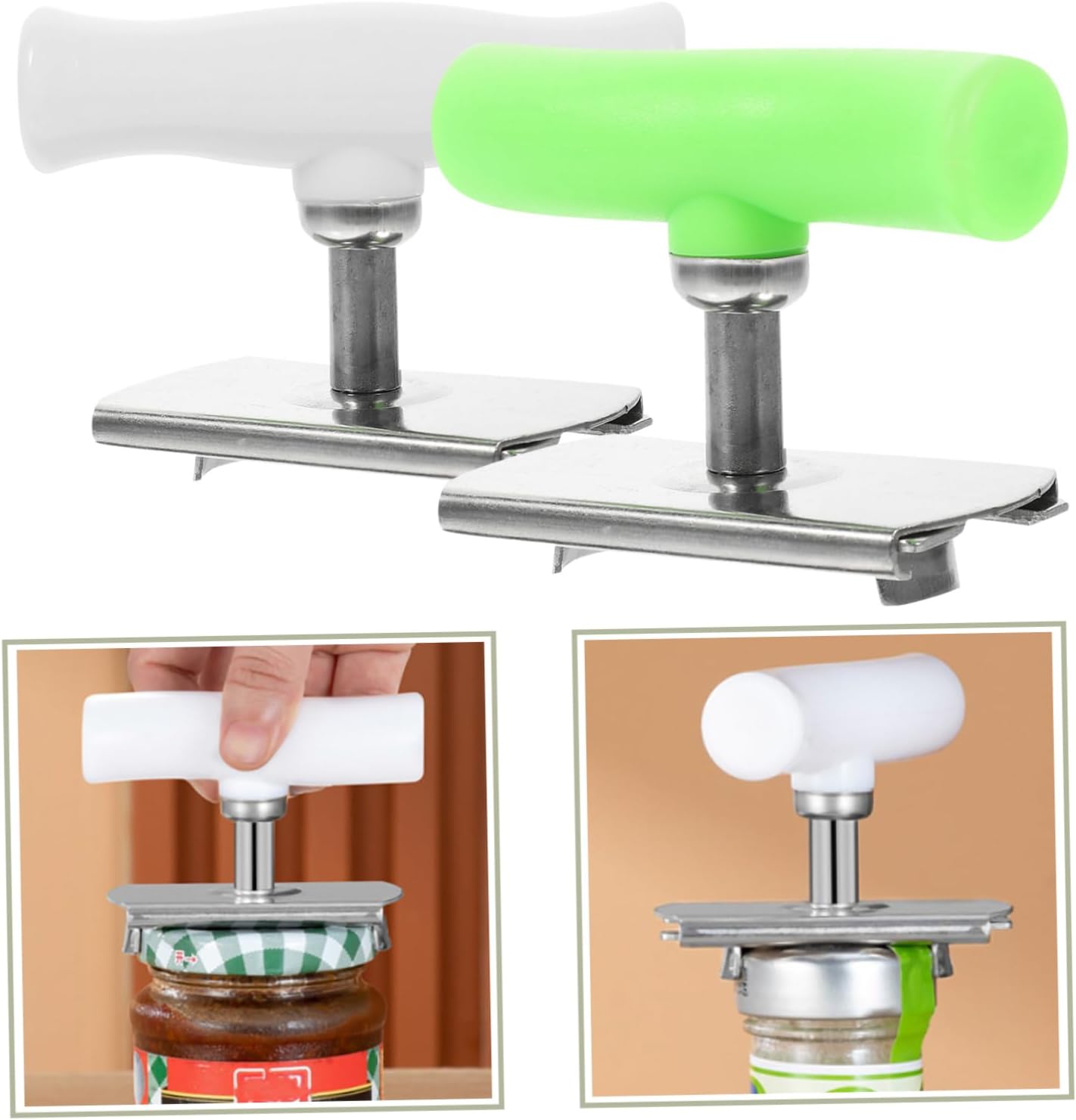 SHOWERORO 2pcs Jar Lid Opener With Rotating Handle And Keychain Design