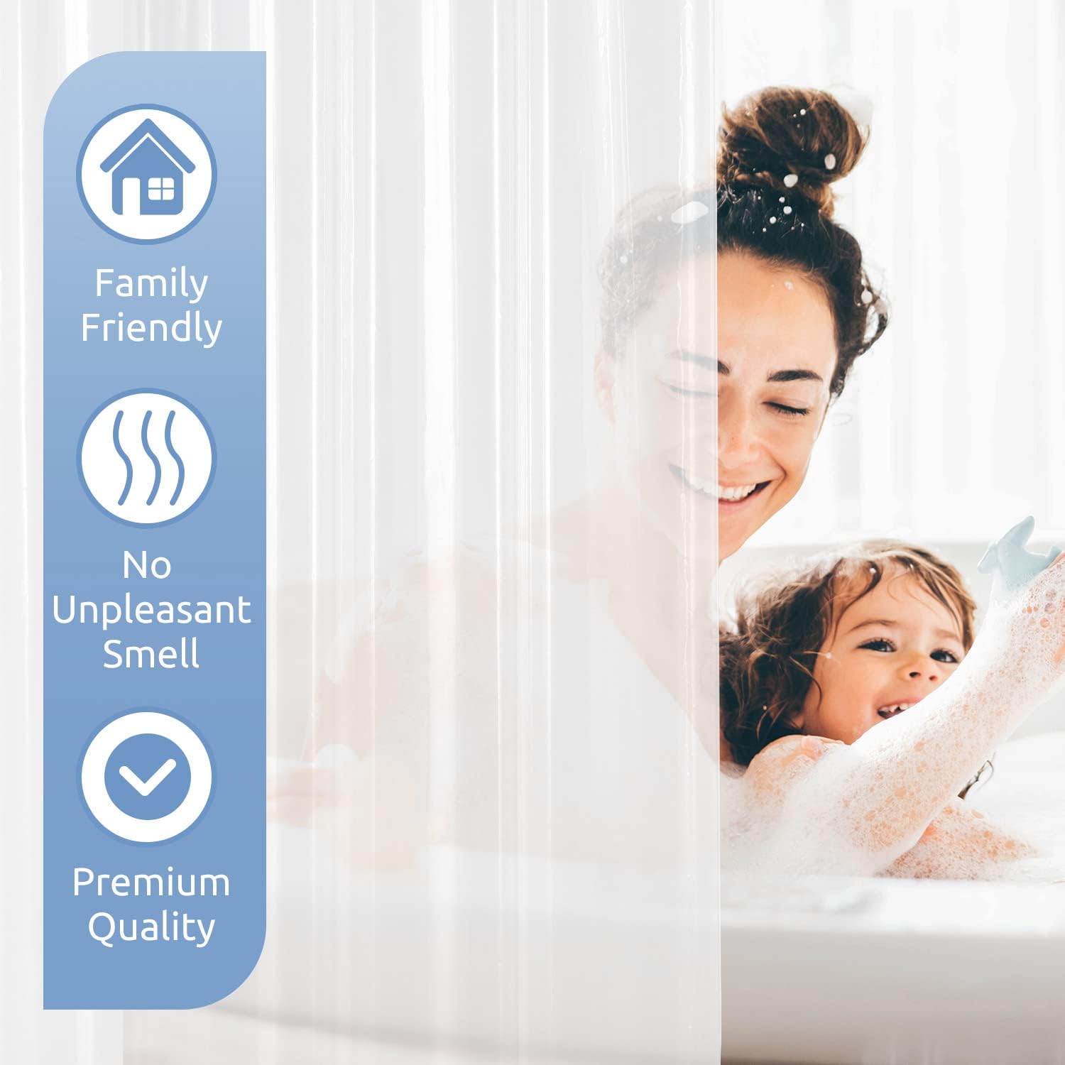 Downluxe Waterproof Clear Shower Curtain Liner - 72x72 PEVA 3 Magnets