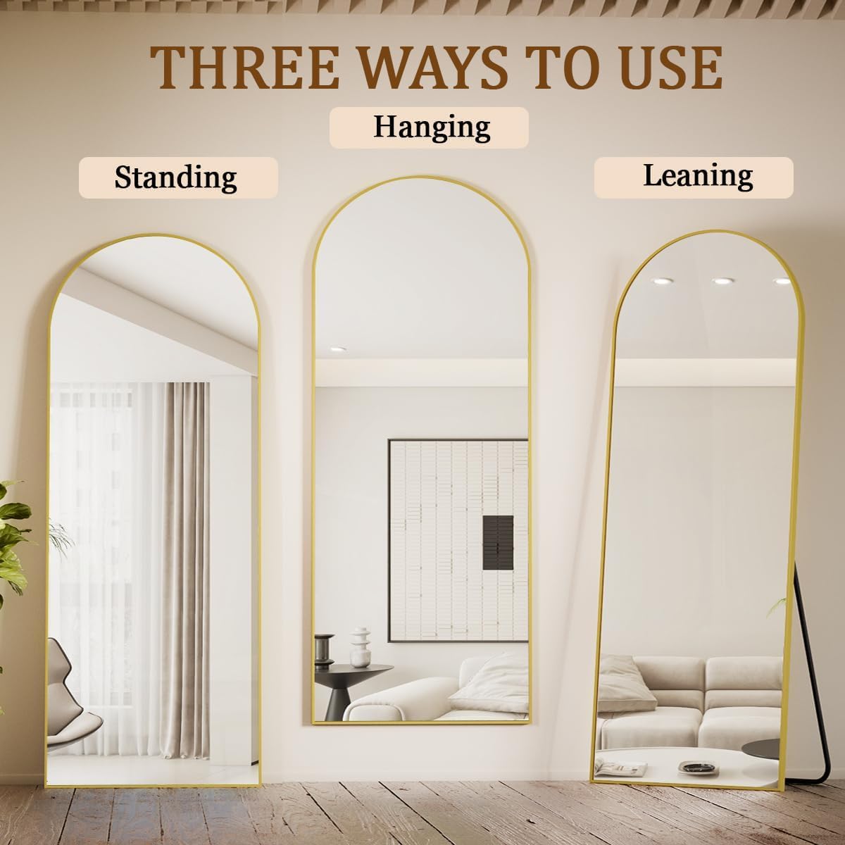 Koonmi 65x24 Arched Gold Full Length Mirror