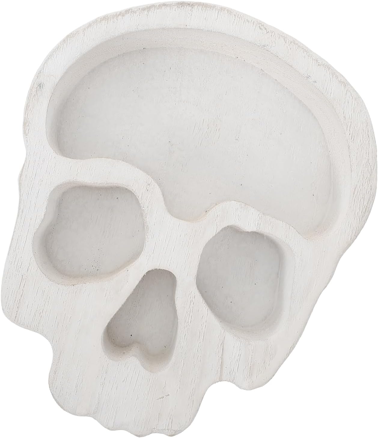 Ciieeo Skull Wood Bowl Candle Holder Halloween Snack Serving Tray Reusable Skeleton Centerpiece