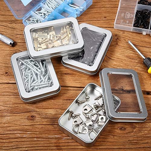 24 Piece Clear Top Tin Box Set with Lids - Silver