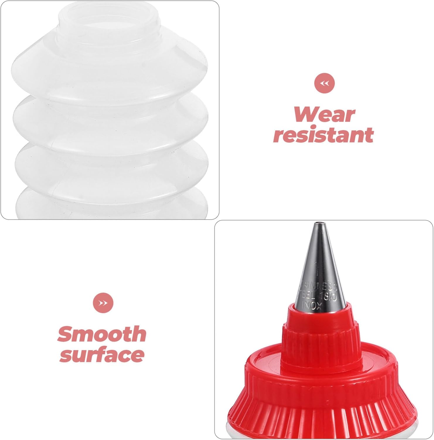 STOBAZA Icing Decorator Bottles 2Pcs with Tips