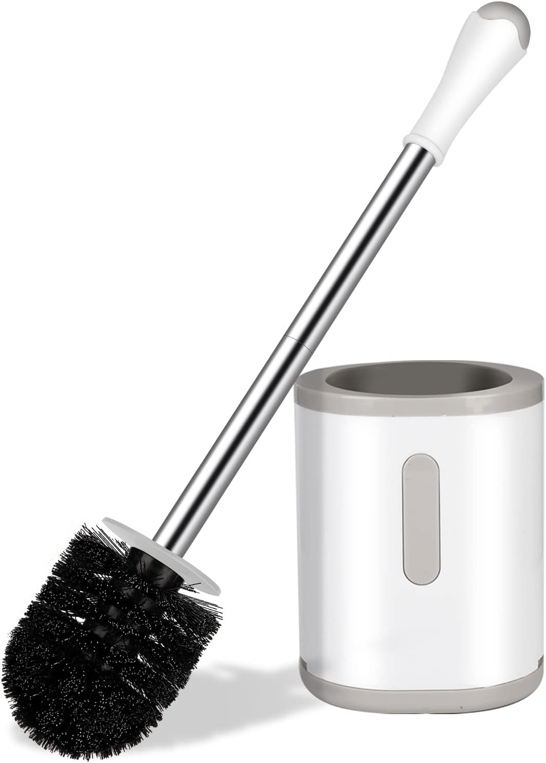 AONEZ Compact Toilet Brush Holder with Stainless Steel Handle
