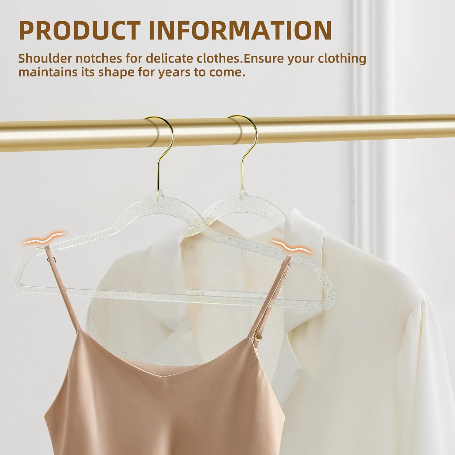 Clear Plastic Hangers 20 Pack Gold Glitter
