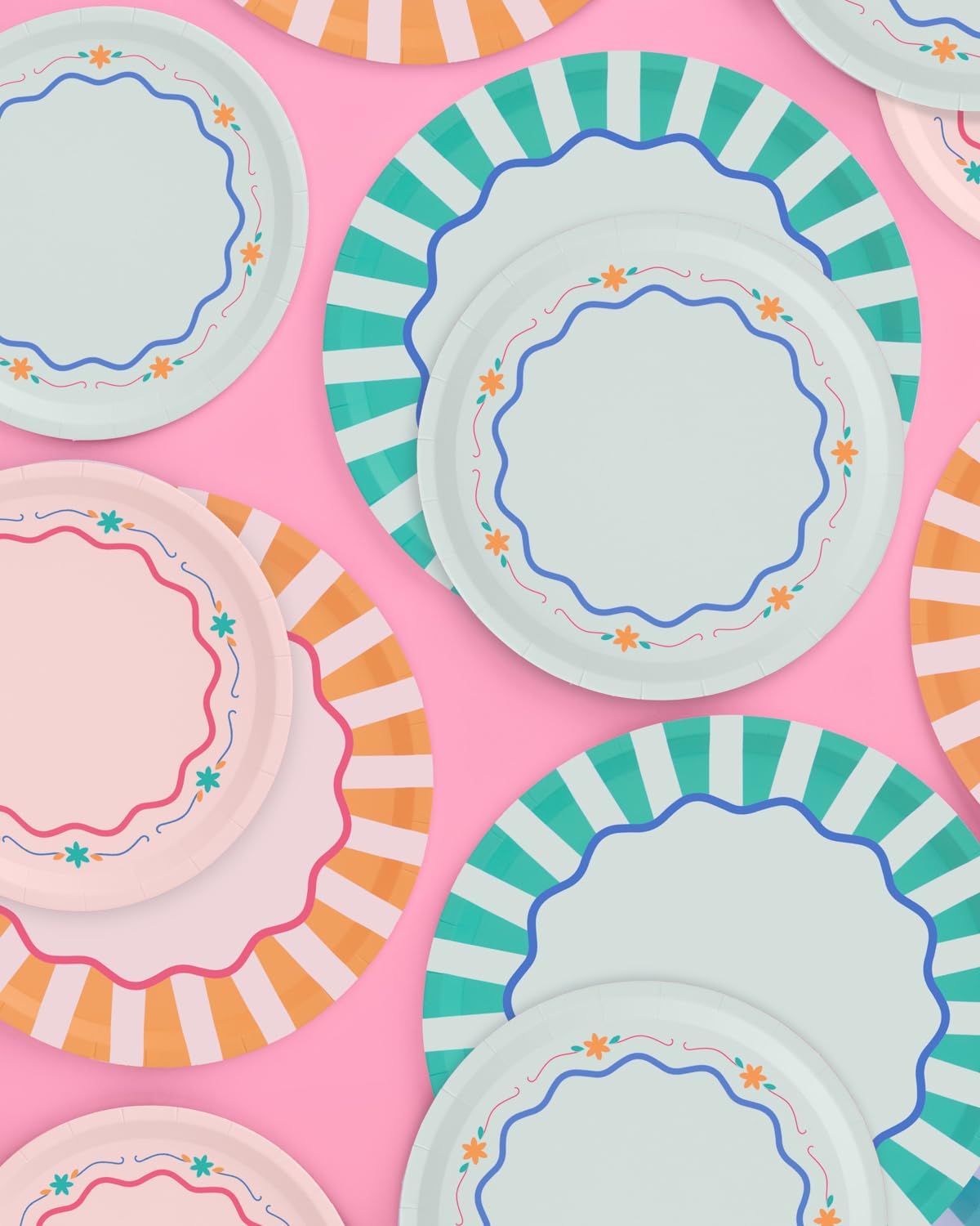 XO Fetti Italian Summer Paper Plates 32pk Mix Sizes