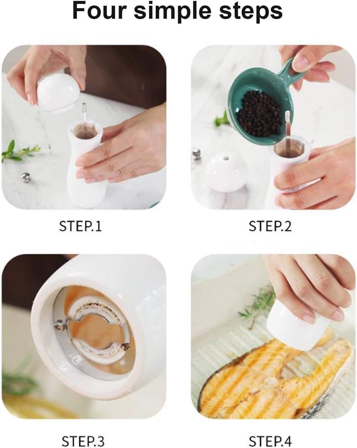 Salt and Pepper Grinder Set with Adjustable Ceramic Mill