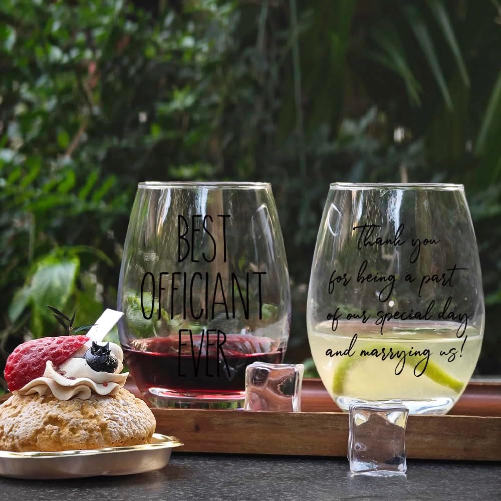 Wedding Officiant Wine Glass Gift Bag Set