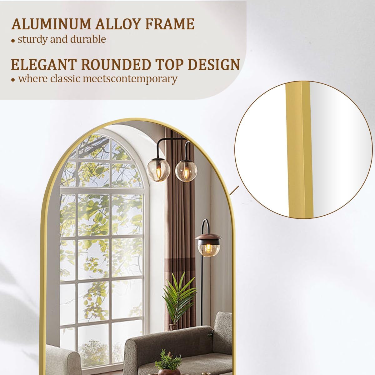 Koonmi 65x24 Arched Gold Full Length Mirror