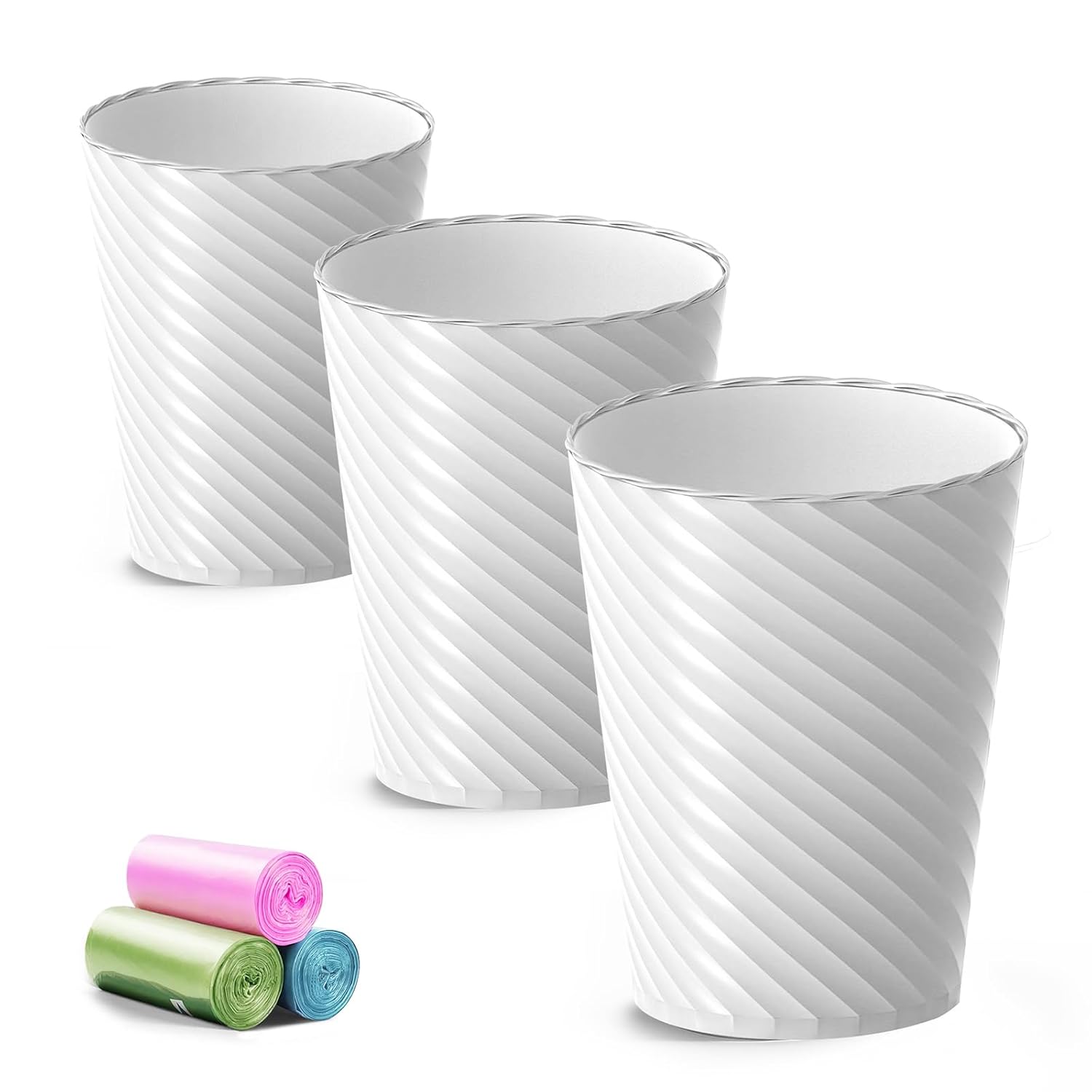 Lysam 3 Pack 18 Gallon Small Trash Can with Bags