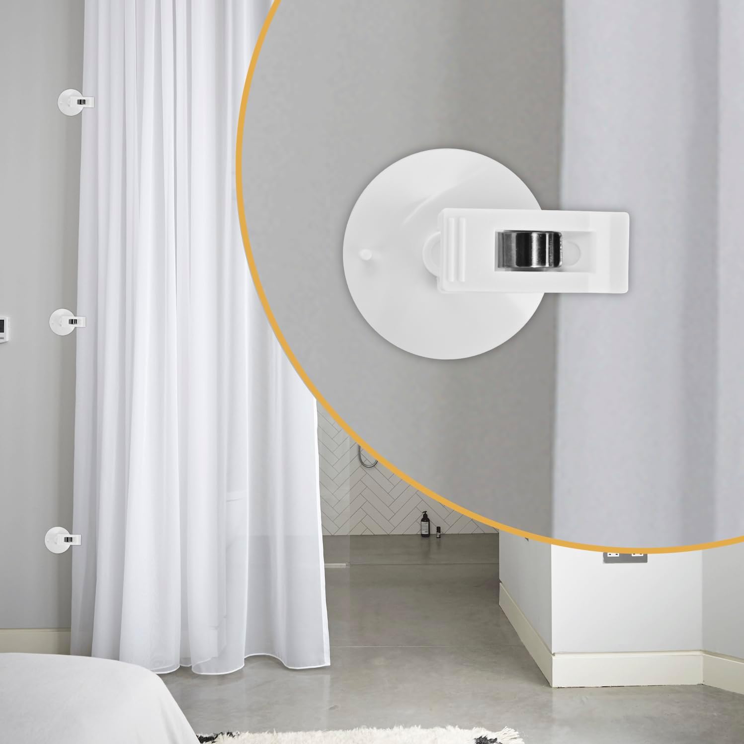 6 Pack Shower Curtain Clips with Suction Cup Windproof Splash Guard