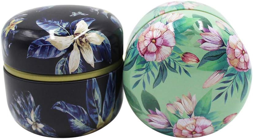 2 Pack Mini Tea Storage Containers with Flowers Pattern