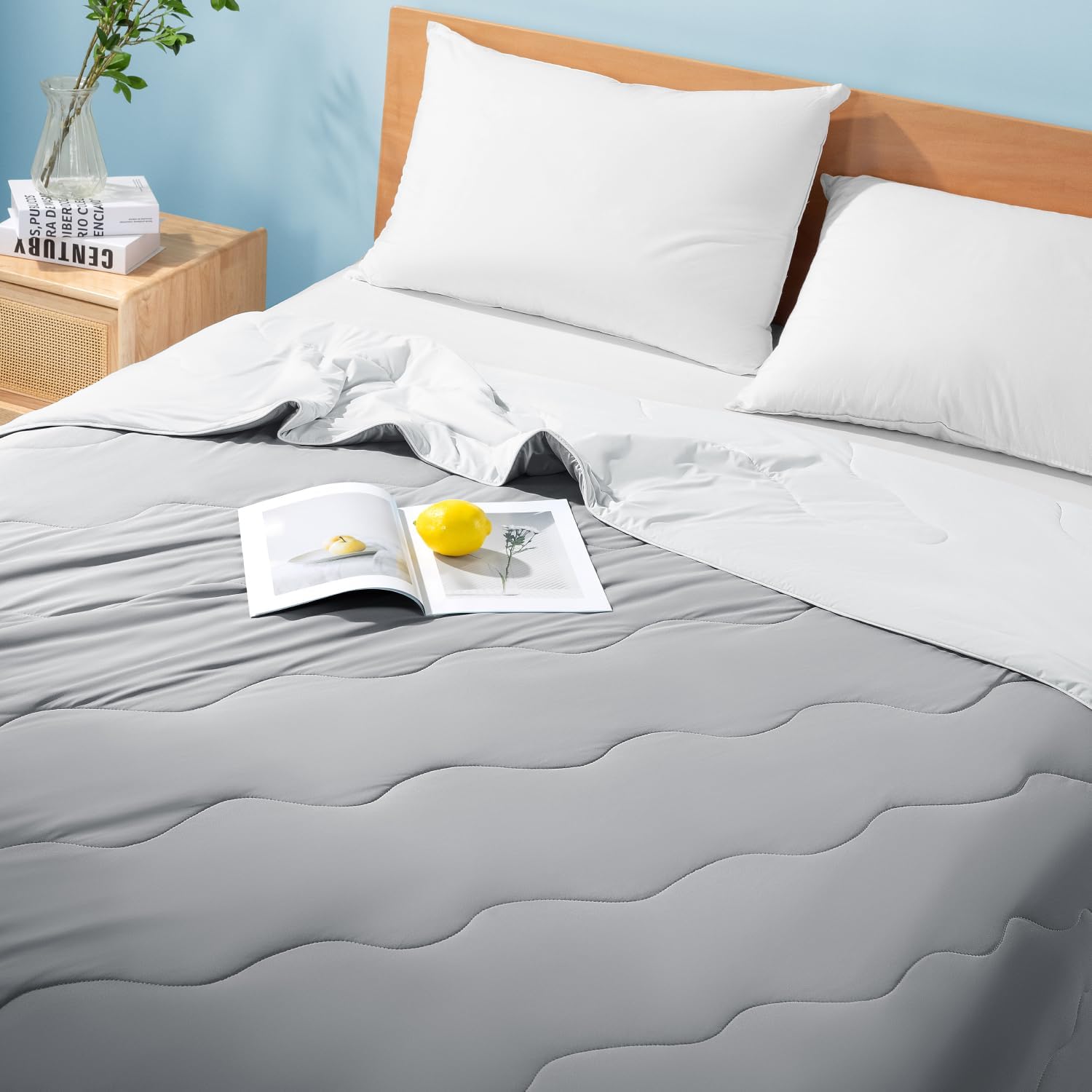 Gehtmnl Cooling Comforter Queen Size 90x90 Mist Light Grey