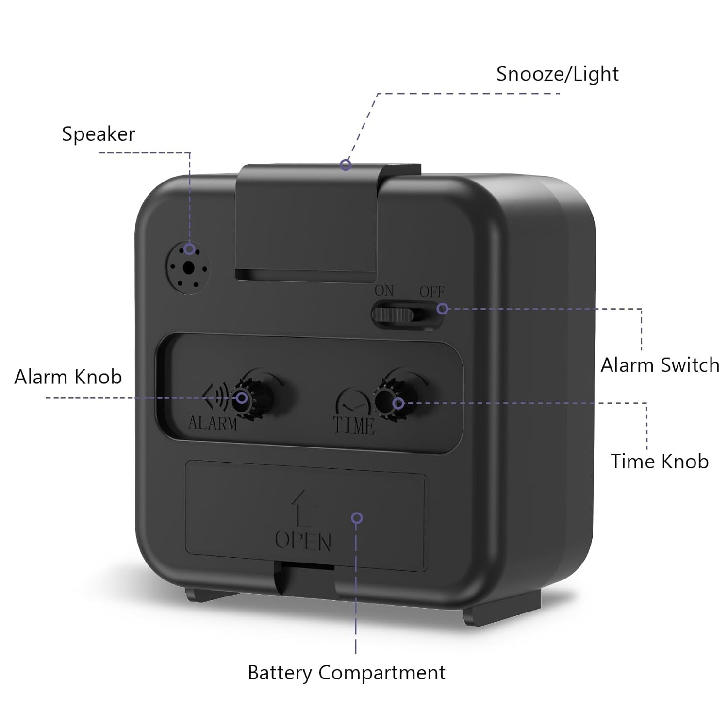 OQIMAX Silent Alarm Clock with Night Light and Large Display